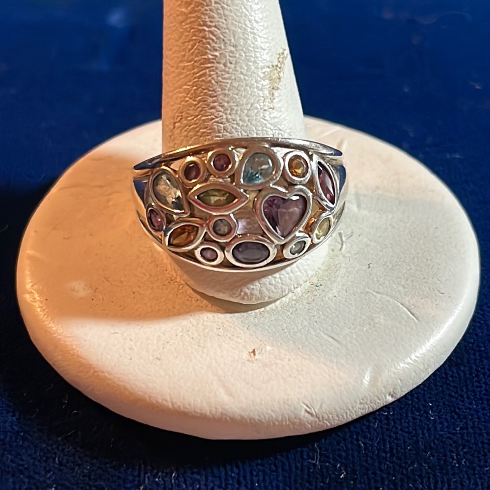 Genuine gemstone sterling silver ring - B41